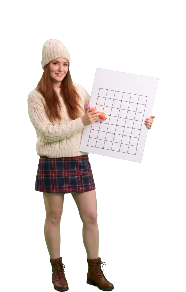 Woman dabbing a square on a blank bingo card