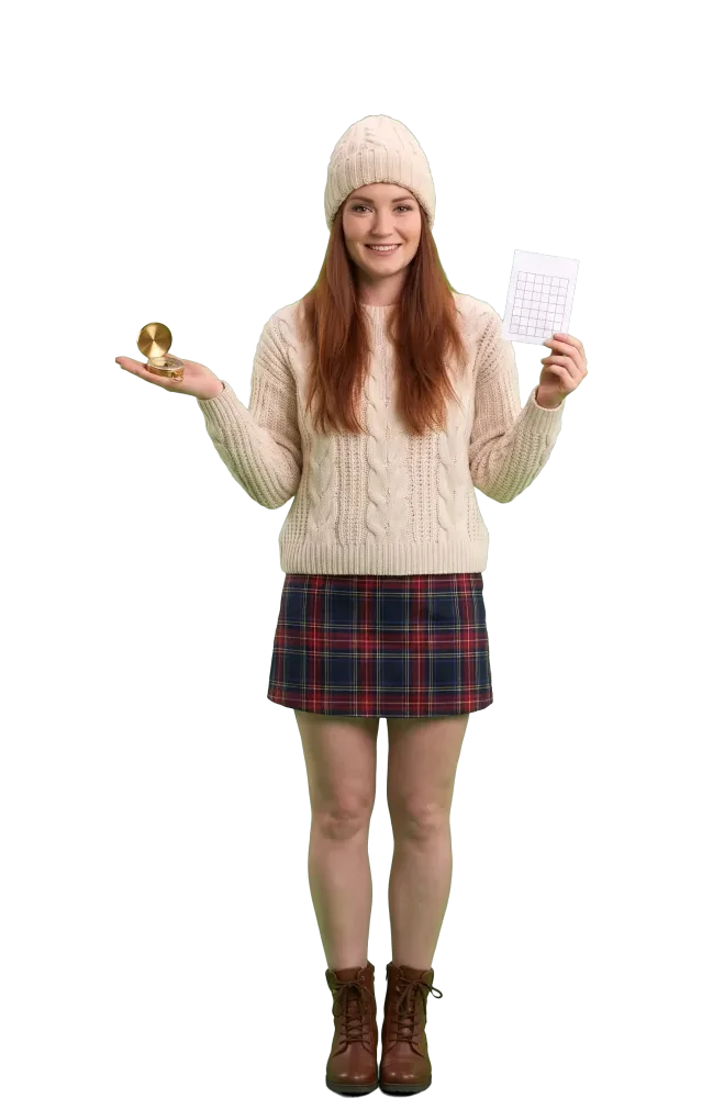 Woman holding a compass and a keno slip