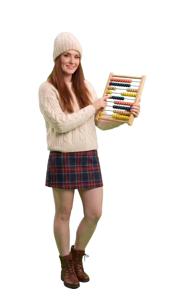 Woman sliding a bead on an abacus