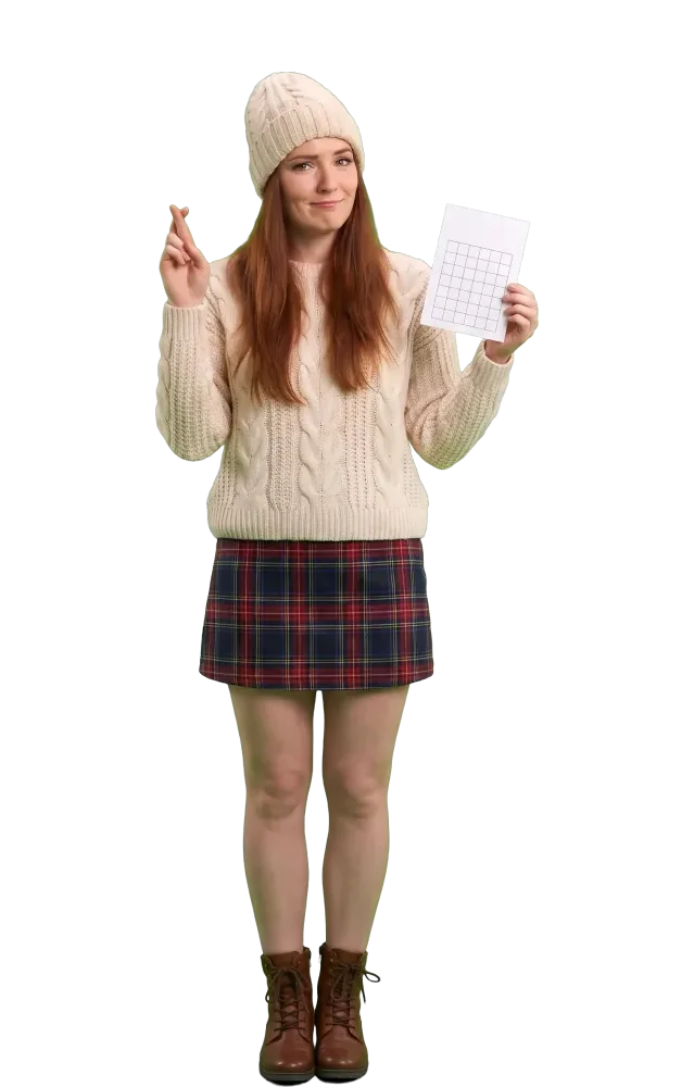 Woman with crossed fingers holding a play slip